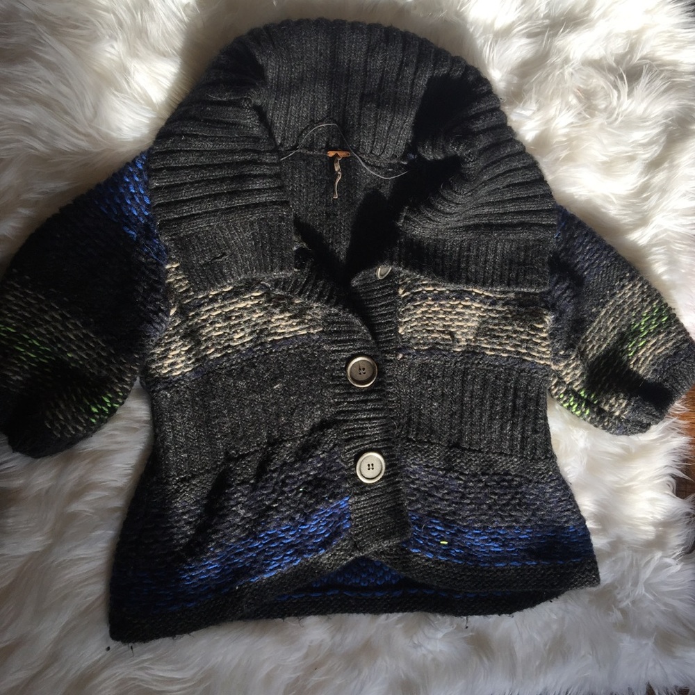 Free people knit button sweater size large