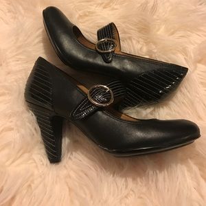 SOFT brand black heels with buckle!