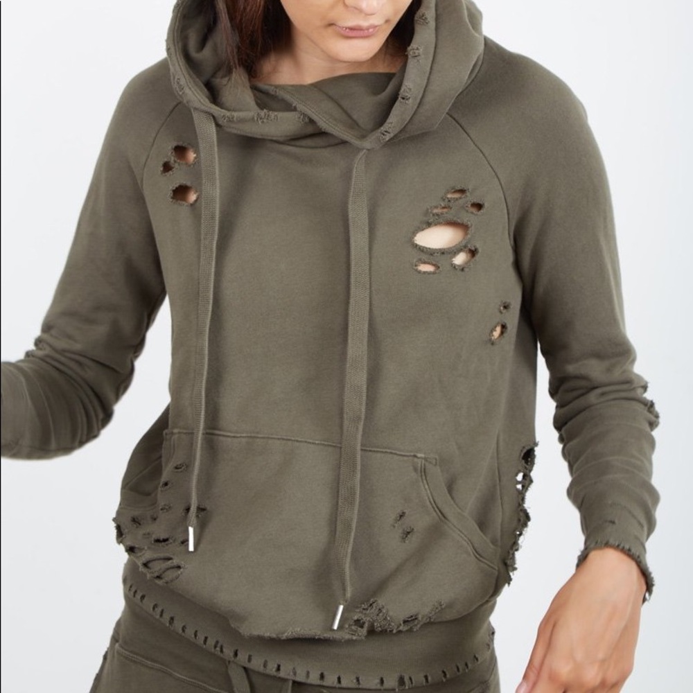 DESTROYED HOODIE in DRAB DESTROY