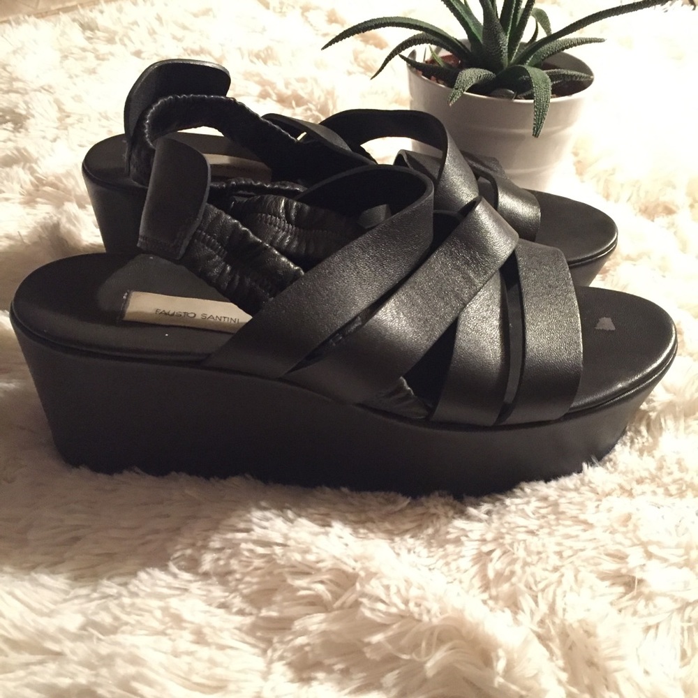 Santini Diffida Strappy Platform Black 41 grunge