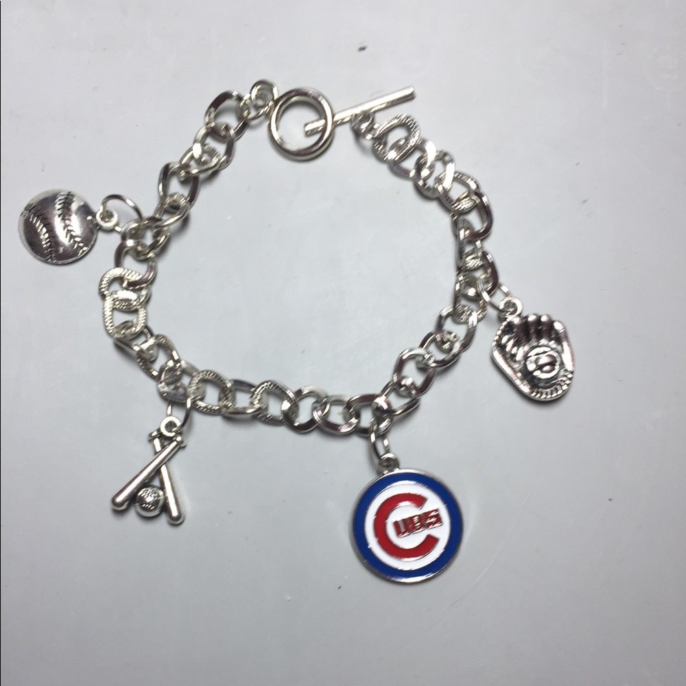 Handcrafted Chicago Cubs Charm Bracelet