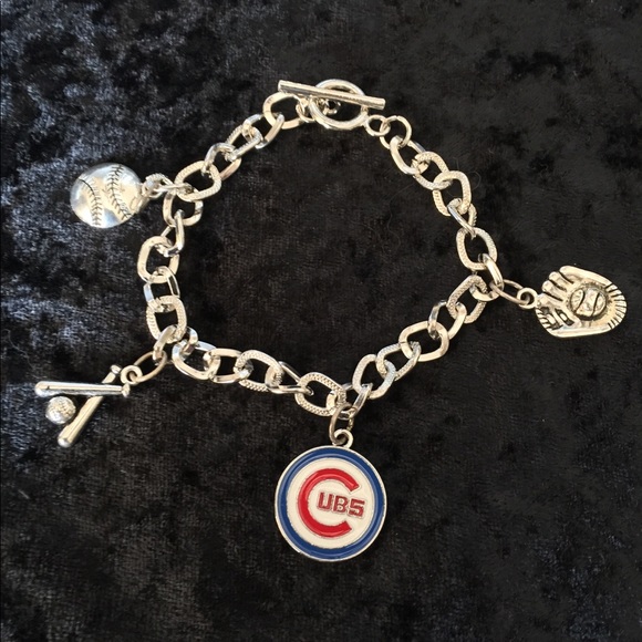 Handcrafted Chicago Cubs Charm Bracelet - Picture 2 of 5