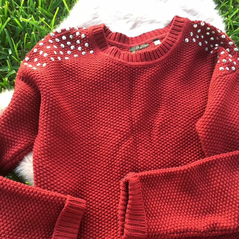 Burgundy Studded Sweater