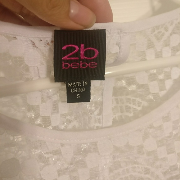 2b by bebe white lacey top. Open back. - Picture 4 of 4