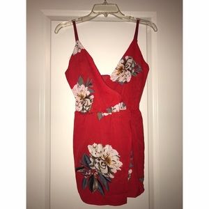 NWOT red floral romper