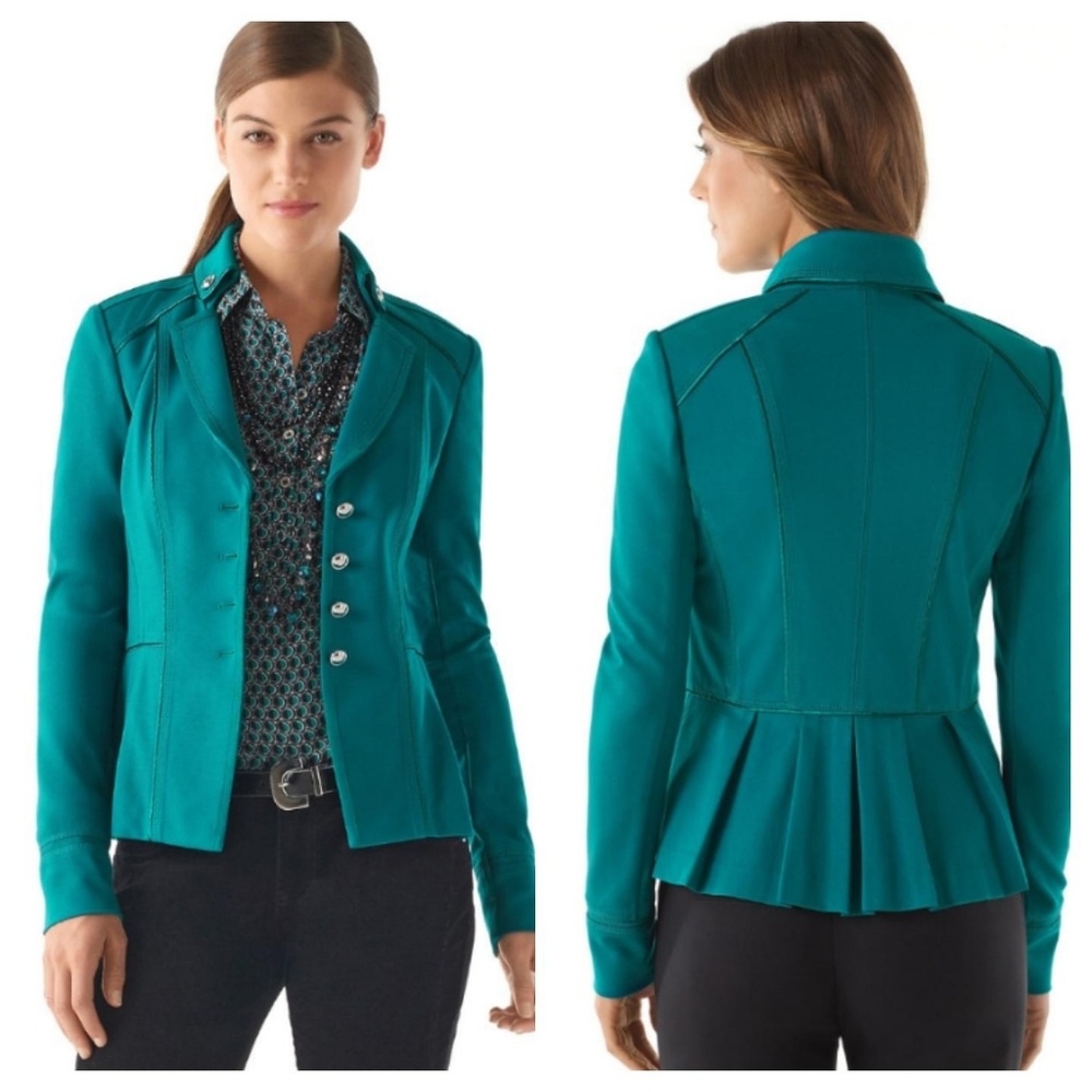 Whbm teal military blazer