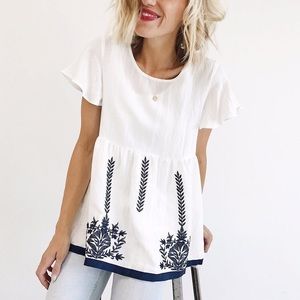 Denmark Embroidered Babydoll Blouse