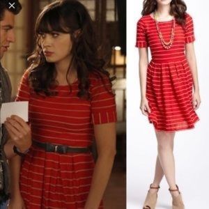 Anthropologie Bordeaux red scalloped dress