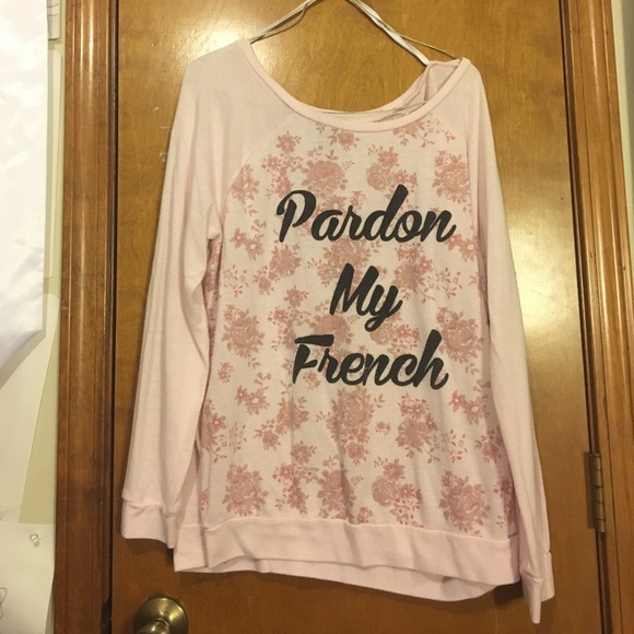 Light Pink Long Sleeve "Pardon My French" Shirt - Picture 1 of 2