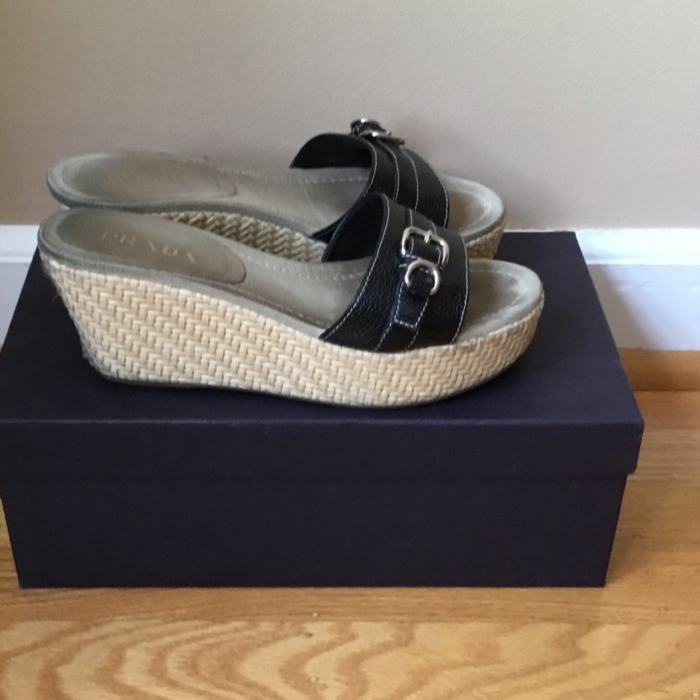 Prada " Calzature Donna" Wedge Slides - Picture 3 of 7