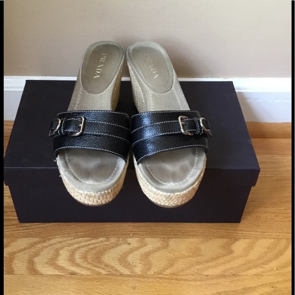 Prada " Calzature Donna" Wedge Slides - Picture 2 of 7