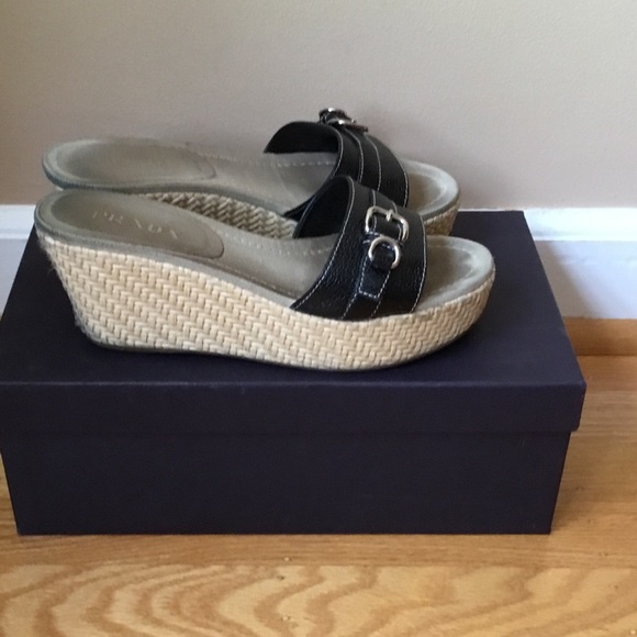Prada " Calzature Donna" Wedge Slides - Picture 3 of 7