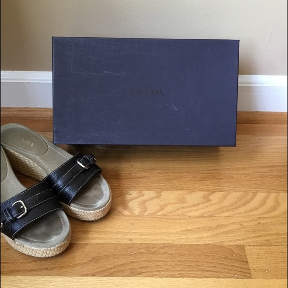 Prada " Calzature Donna" Wedge Slides - Picture 6 of 7