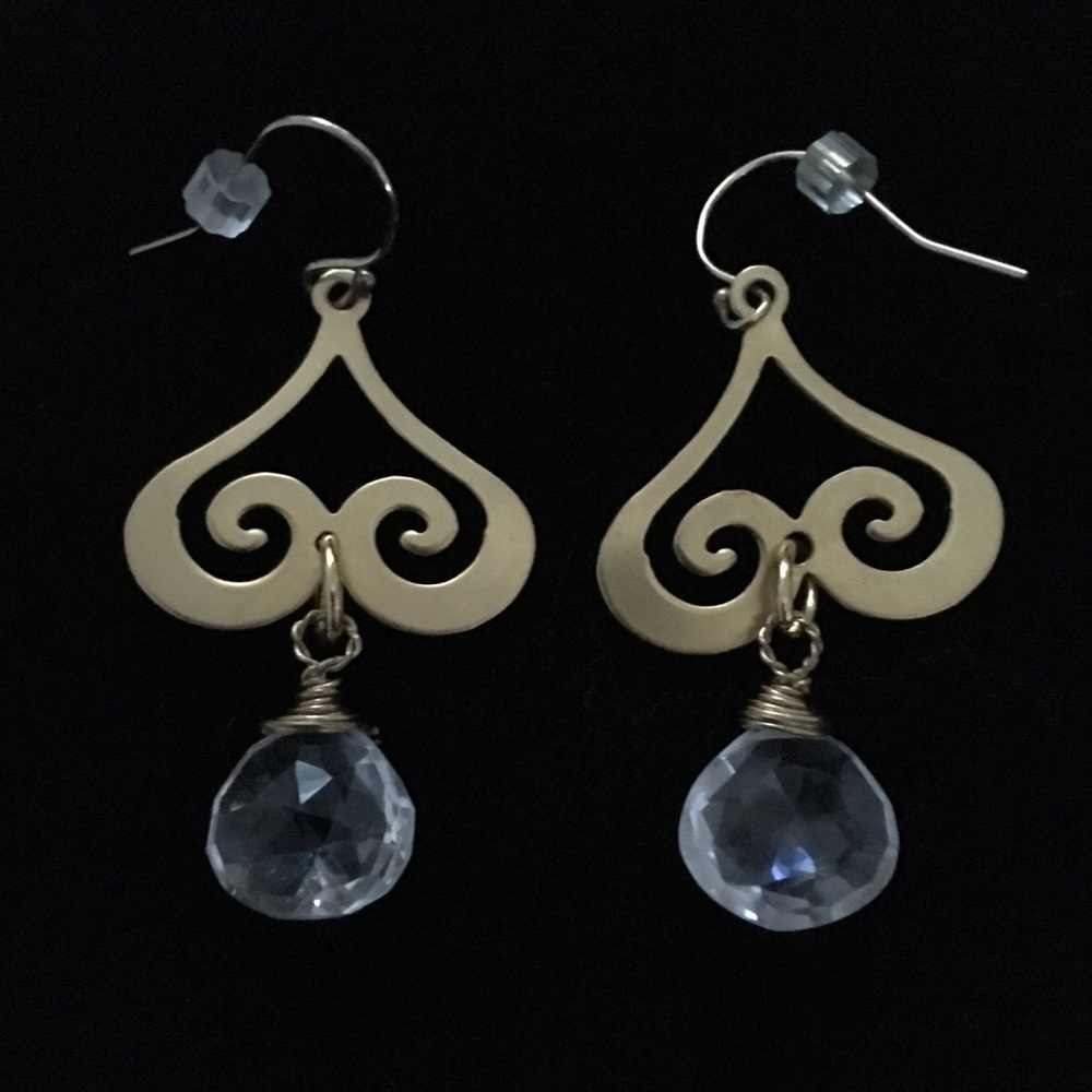 Gold tone and clear crystal earrings