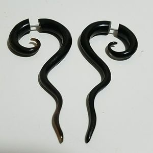 Black Tapered Spiral Unisex Earrings