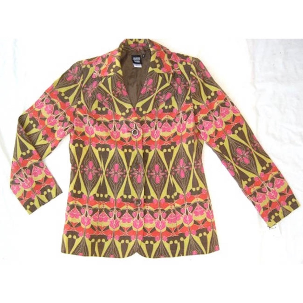 NWT Sharon Young Brown/Fuchsia Design Blazer Sz 8