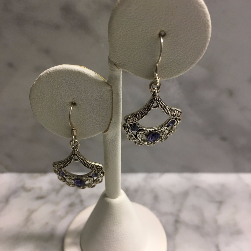 Tanzanite Swarovski Crystal Earrings - Picture 3 of 3