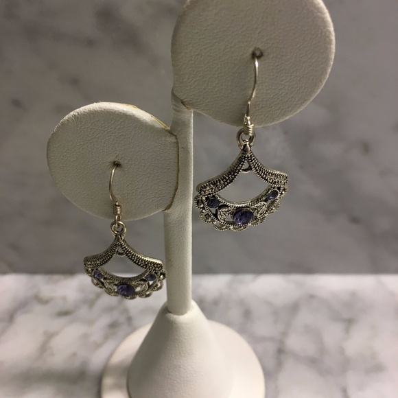 Tanzanite Swarovski Crystal Earrings - Picture 2 of 2