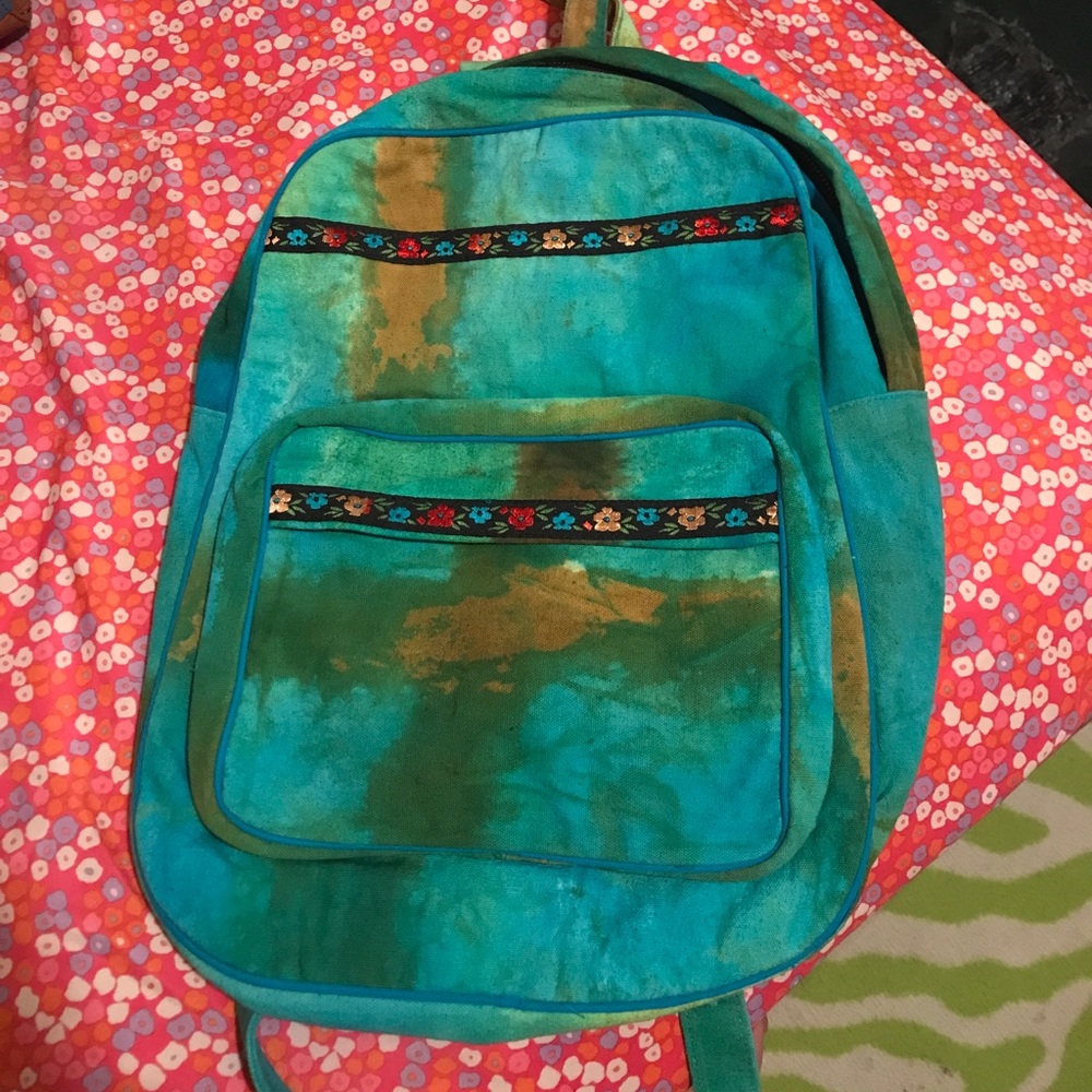 Blue and Green Tye Dye Backpack
