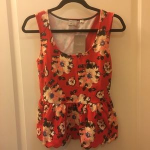 NWT Anthropologie Floral Peplum Sleeveless Top