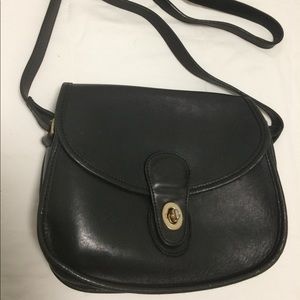 Black leather shoulder / cross body bag