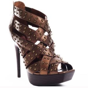 Jessica Simpson "Josephine" Bronze Studded Heels