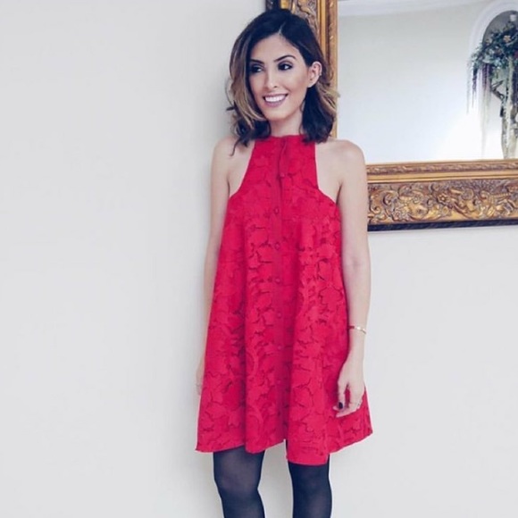 Assali Dresses & Skirts - Assali Apple Red "Hyrdangea" Mini Dress