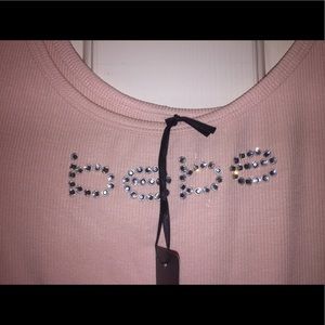 BEBE Rhinestone Logo Tank Top
