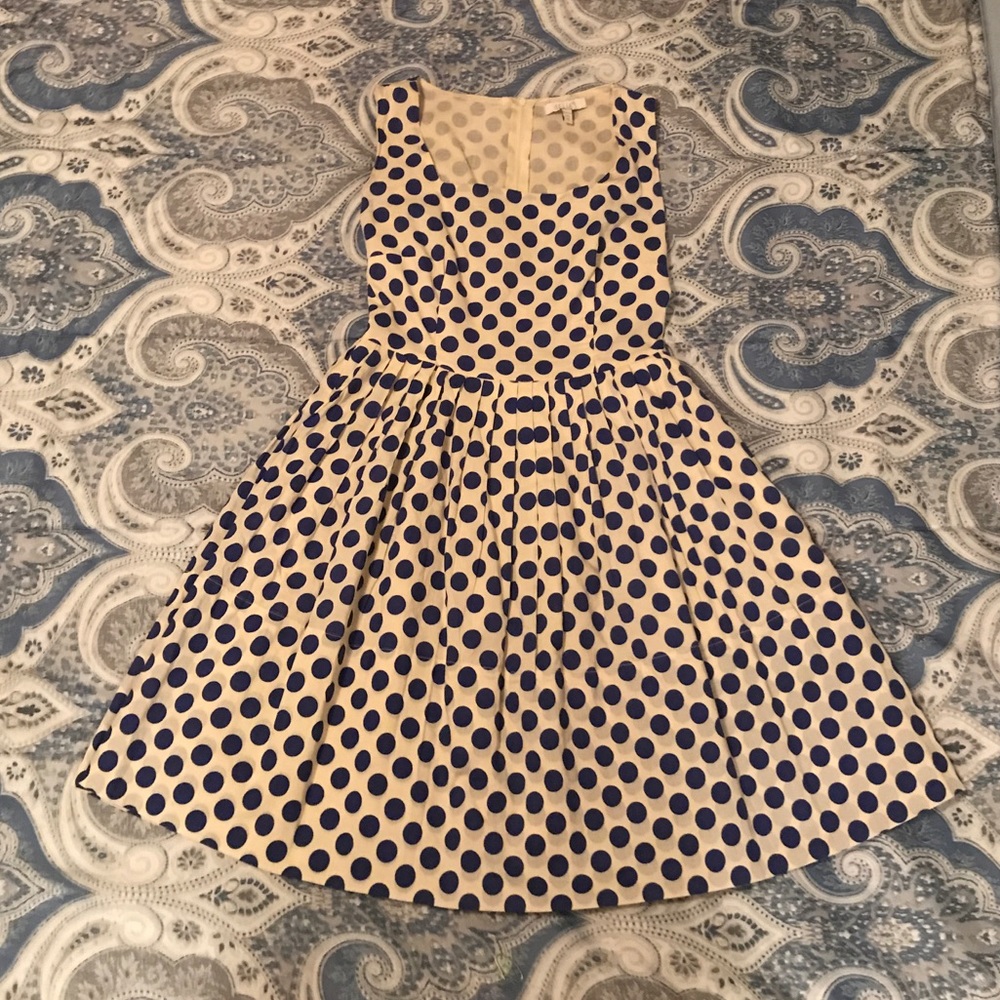 Pleated Polka-Dot Dress