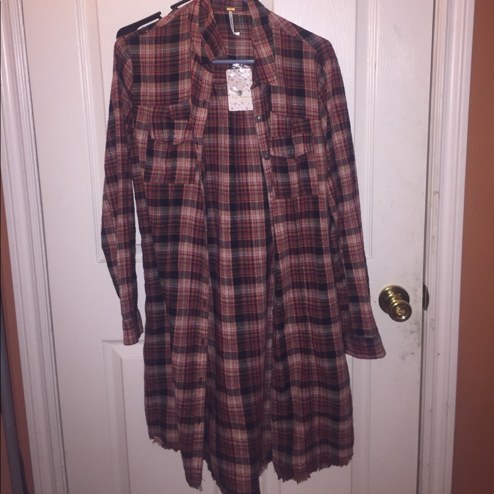 Free People Long Flannel XS NWT
