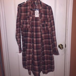 Free People Long Flannel XS NWT