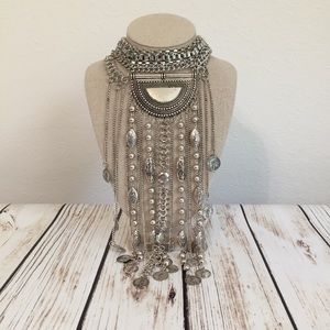 Boho Coined Fringe Statement Necklace