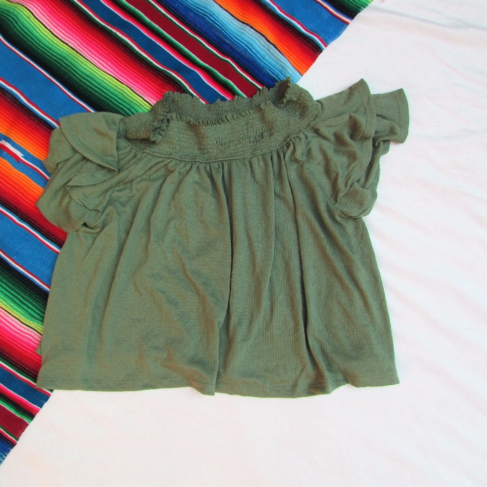 Green Off the Shoulder Blouse