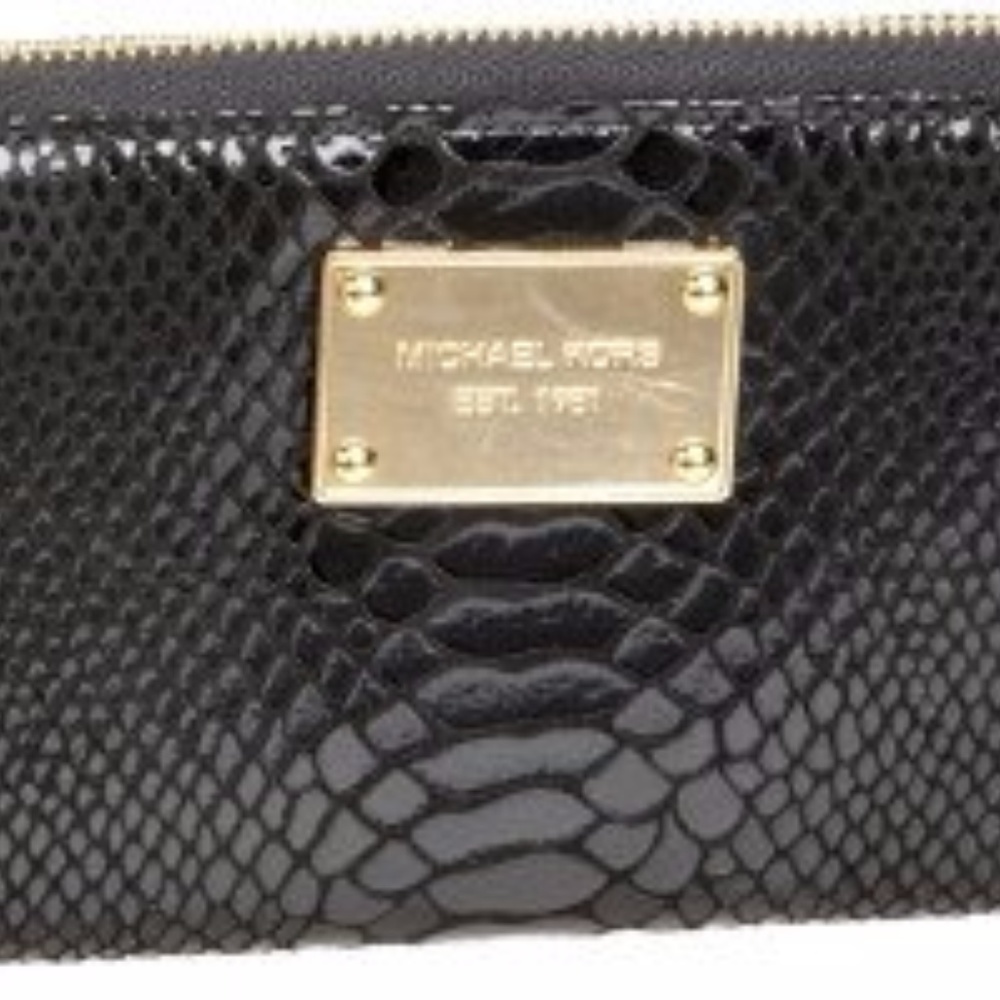 Michael Kors Faux Snake Skin Wallet Gold Hardware