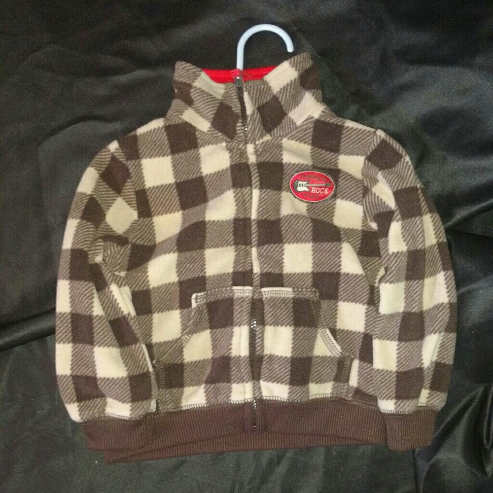Carter's Brown and Tan Plaid Fleece Jacket