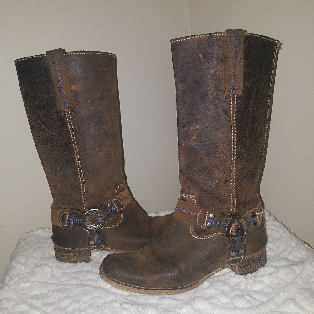 Bed Stu Opal leather motorcycle boots