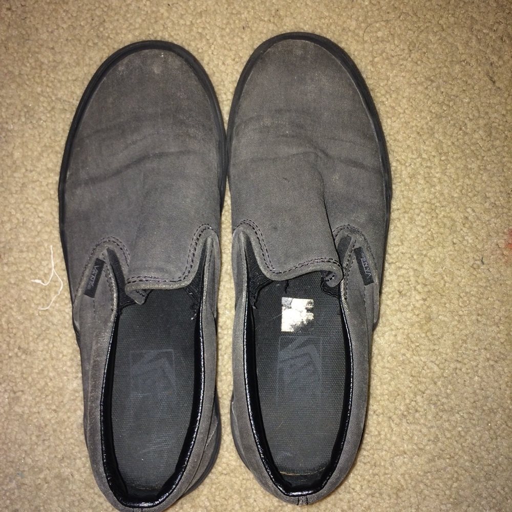 Grey/Black Washed Slip On Vans