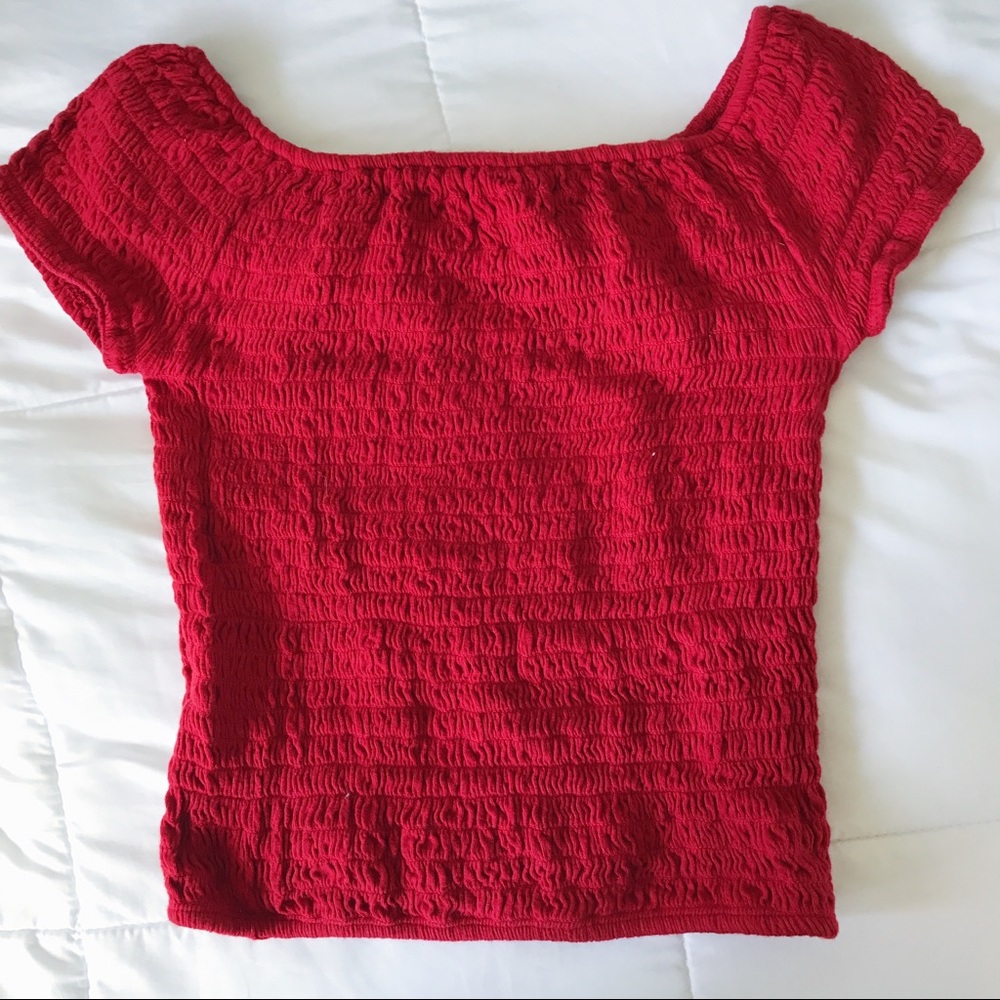 Brandy red off the shoulder top