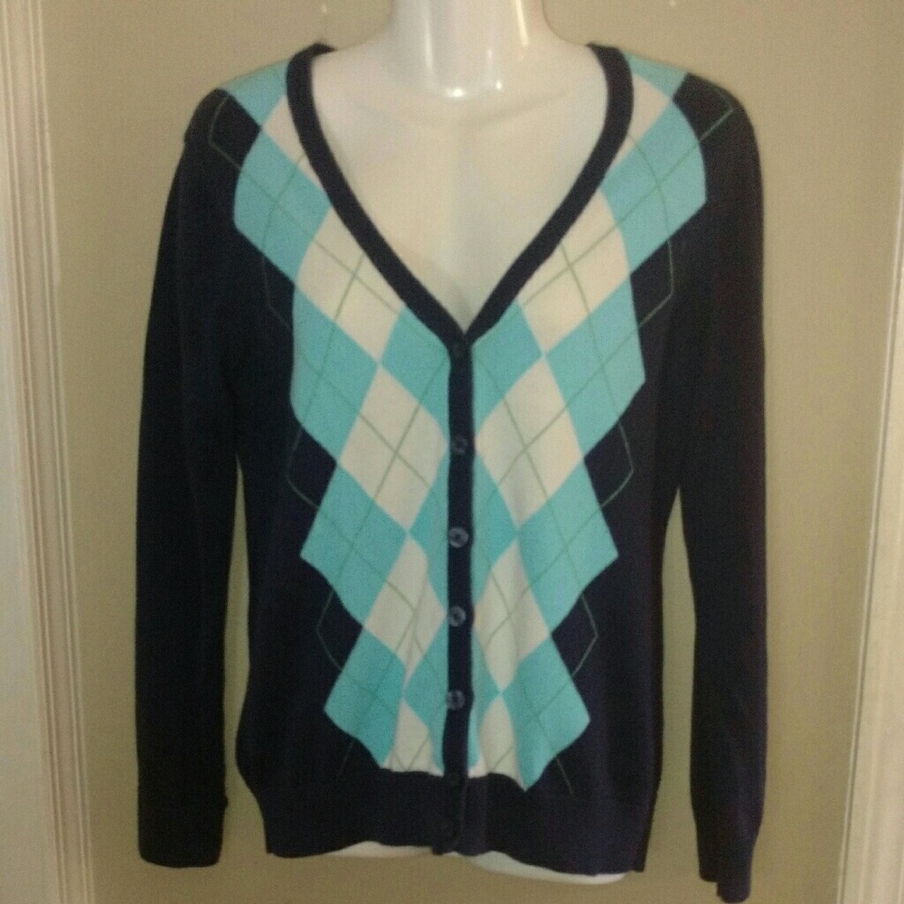 Argyle print cardigan