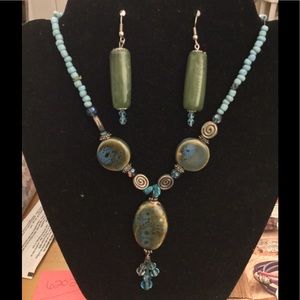 Blue/Green Necklace and Earring Set