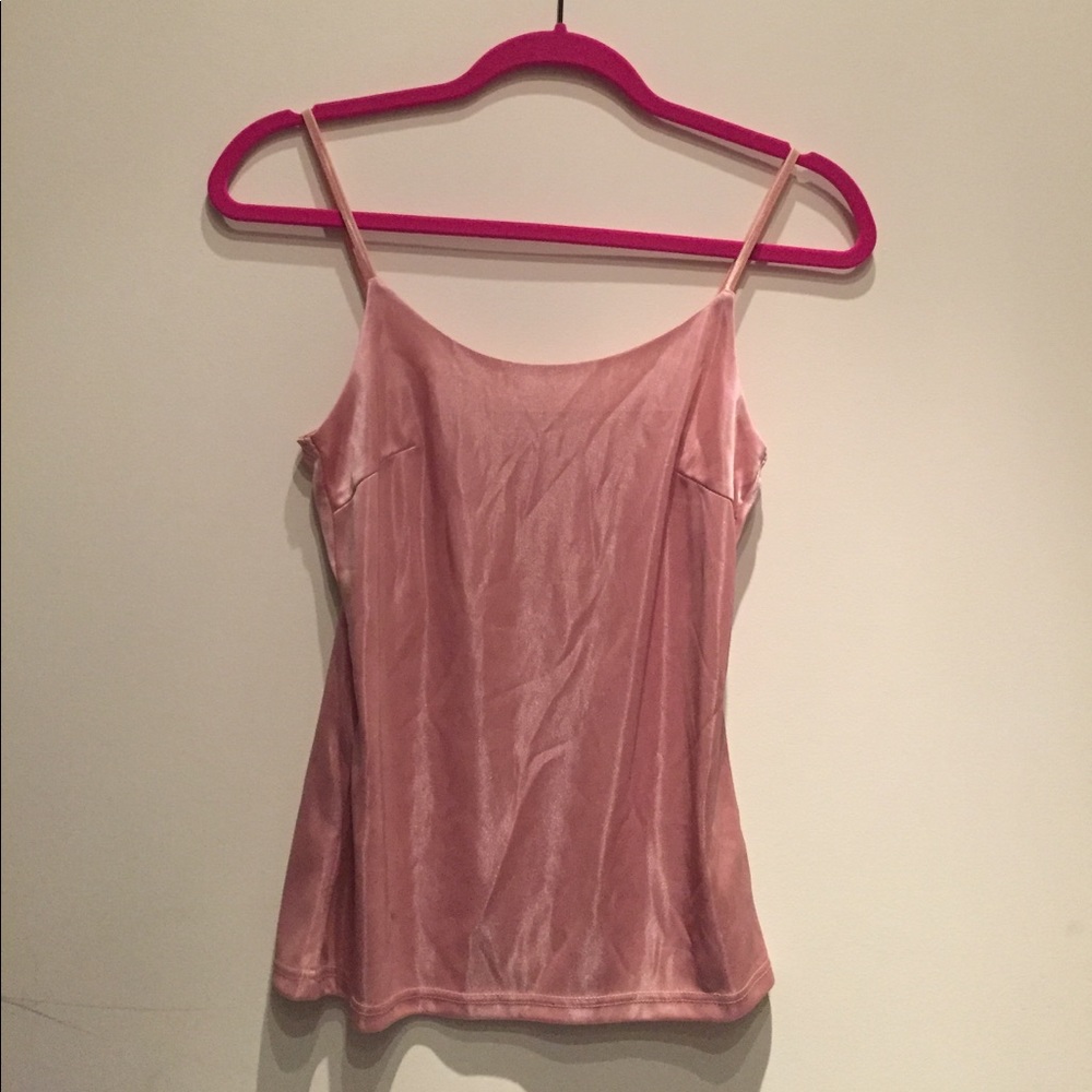 Barbie Pink Silky Simple Spaghetti Strap Tank Top