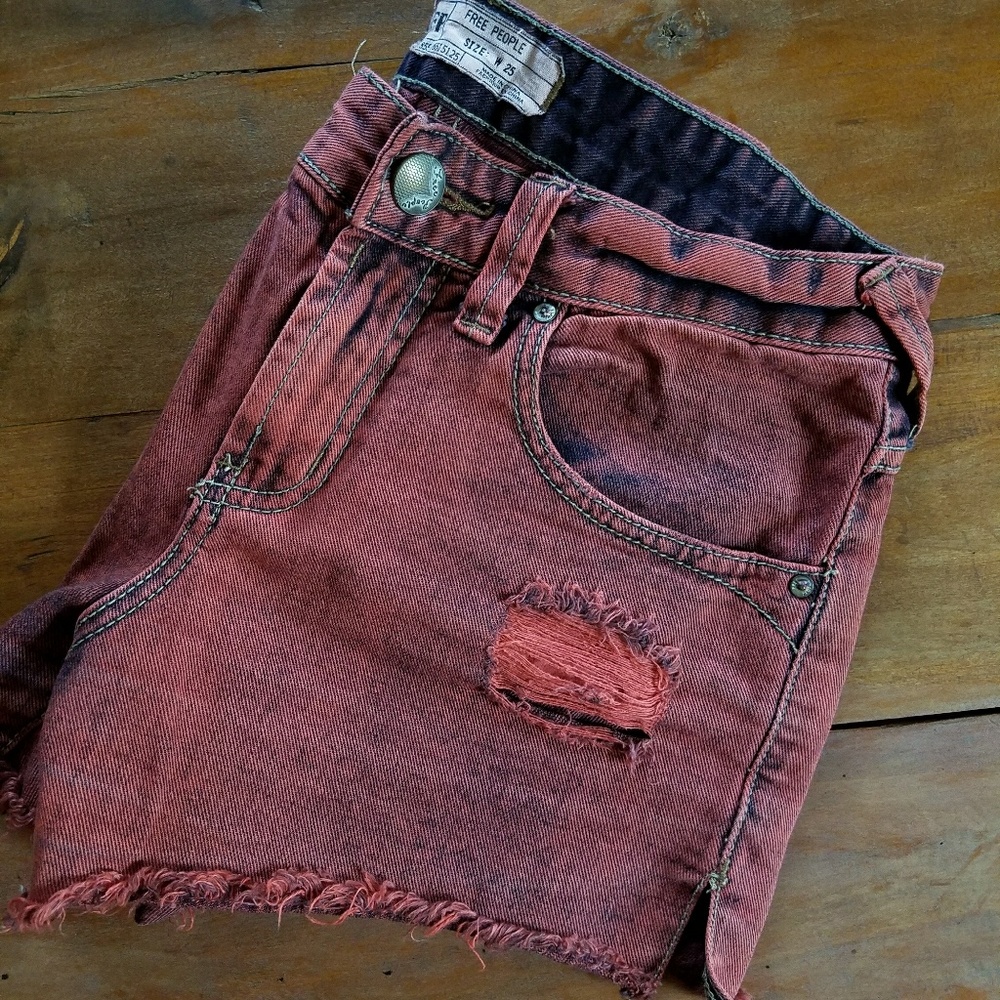 Free People distressed denim shorts