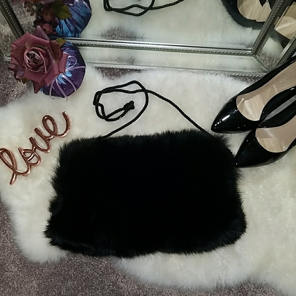 💖Black Genuine Fox Fur Hand Muff💖