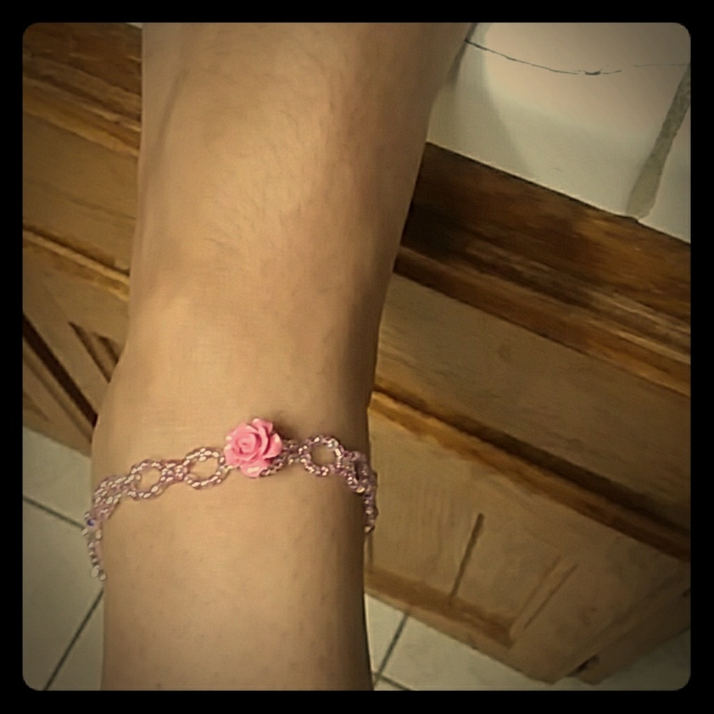 Sweet Pink Rose Anklet