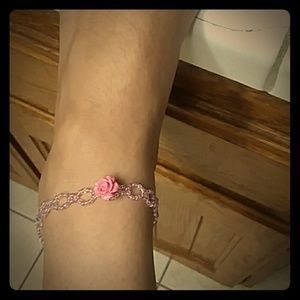Sweet Pink Rose Anklet