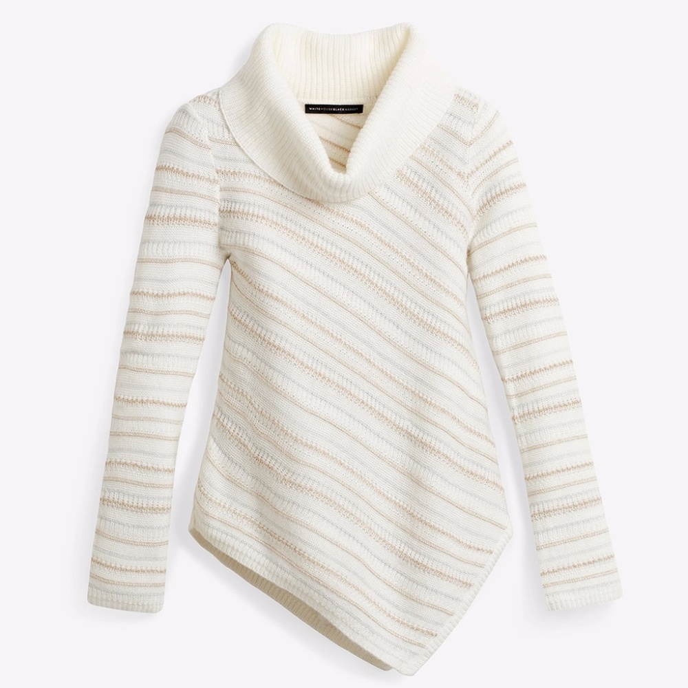 Asymmetric  hem striped sweater pullover - Picture 2 of 4