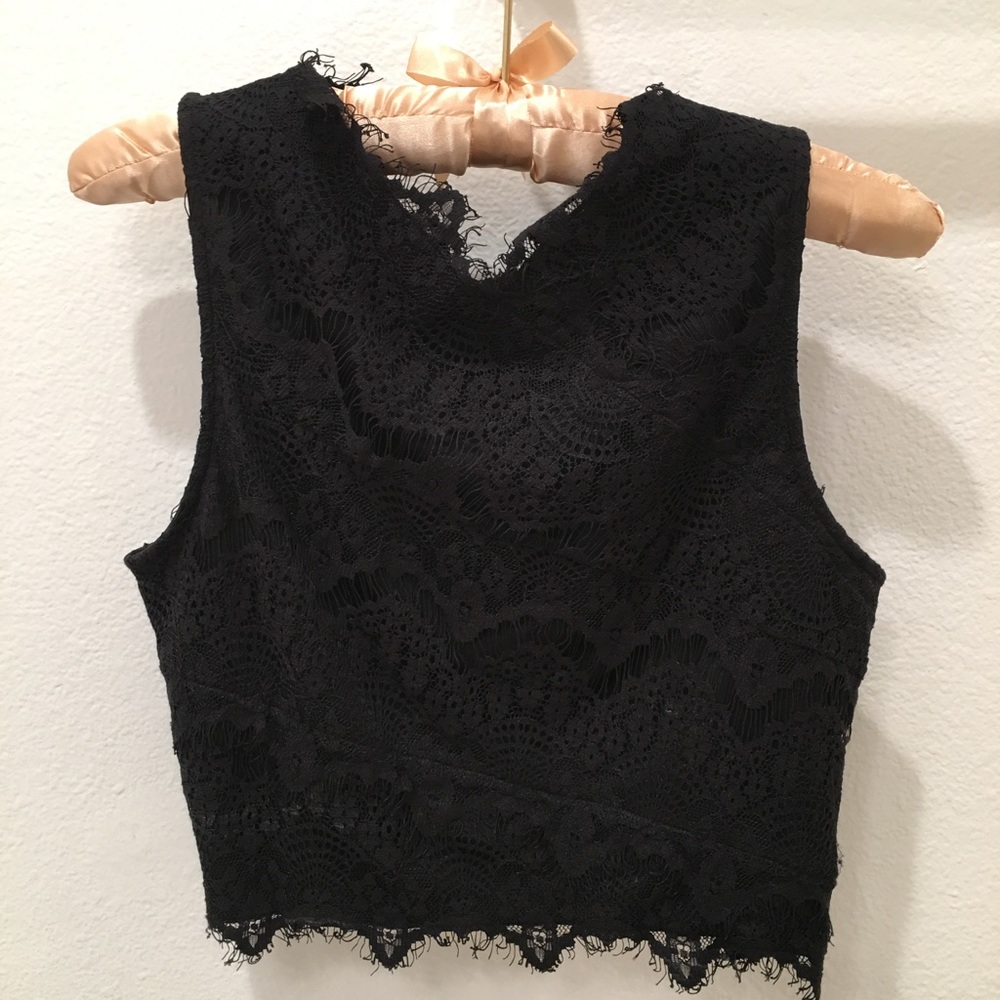 UO Lacy back-zip crop top