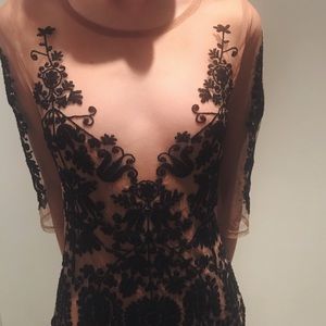 For Love & Lemons Lotus Mini Dress in Black & Nude