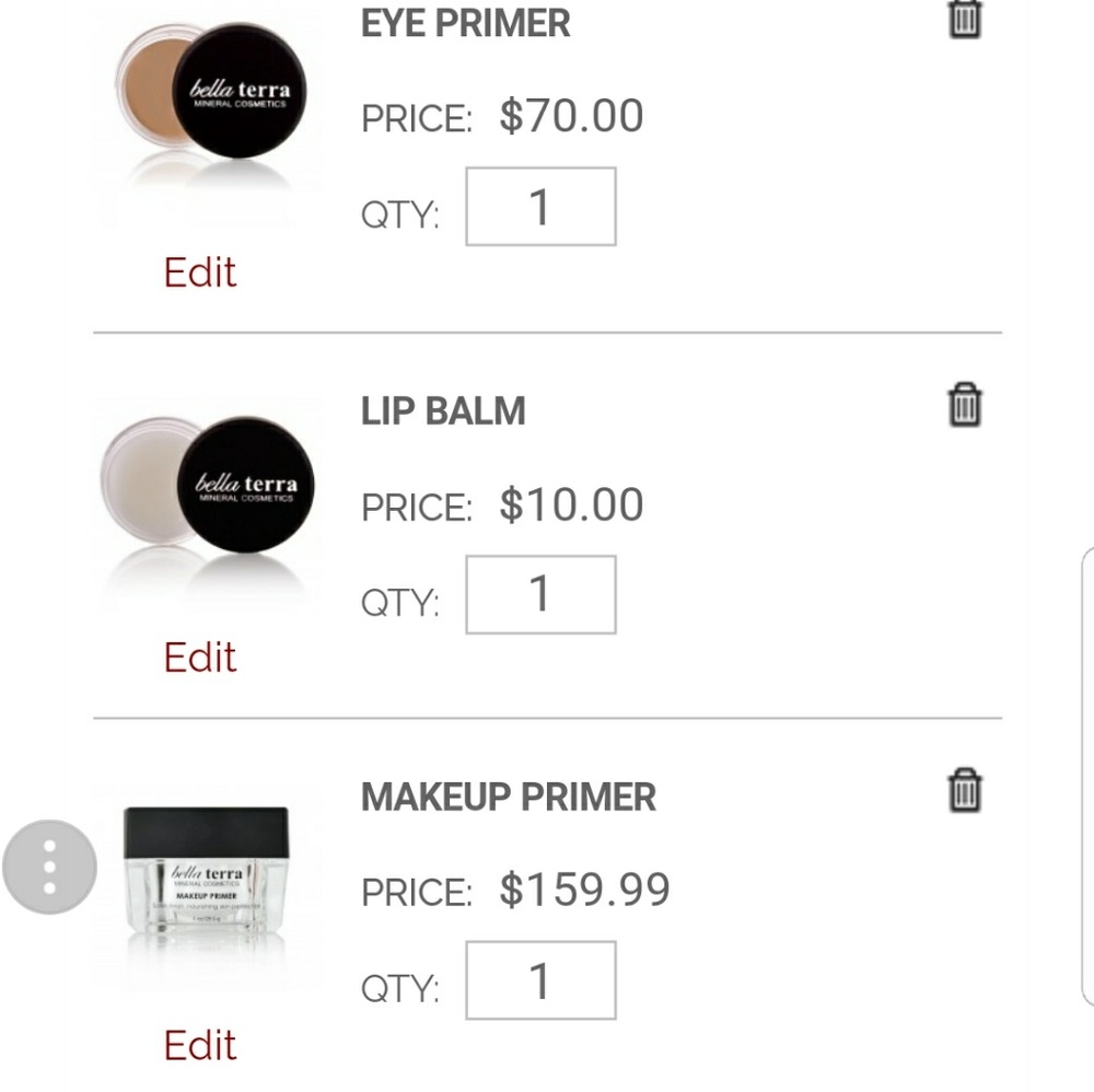 Bella terra make up 6 piecea