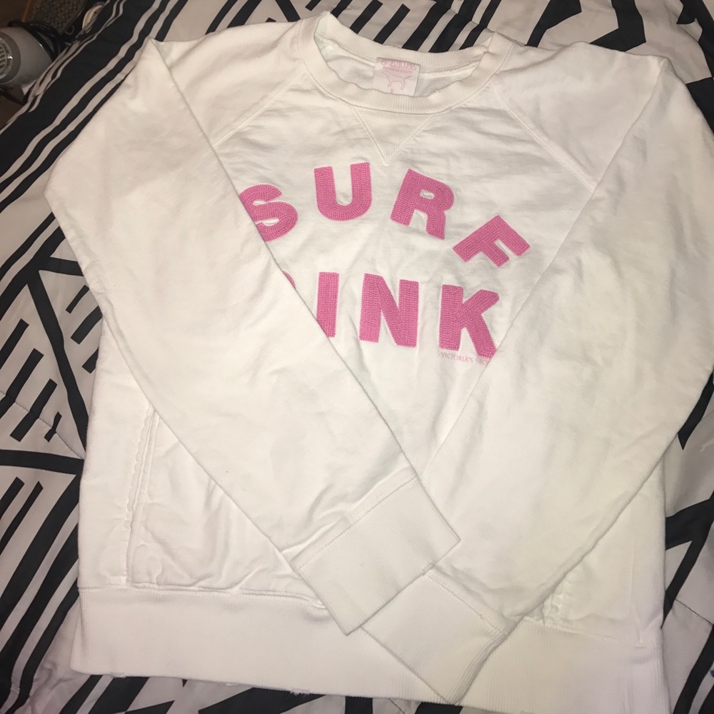 Victoria's Secret Pink white sweatshirt with pink